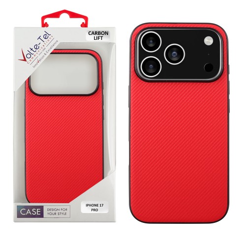VOLTE-TEL CARBON LIFT ΘΗΚΗ IPHONE 17 PRO 6.3in  CAMERA GUARD PROTECTION RED