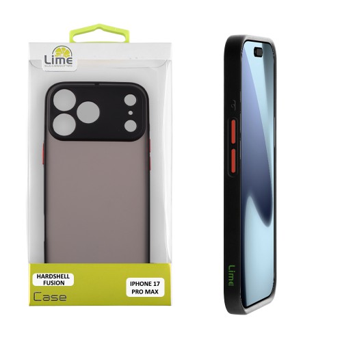 LIME HARDSHELL FUSION ΘΗΚΗ IPHONE 17 PRO MAX 6.9in  FULL CAMERA PROTECTION BLACK WITH RED KEYS