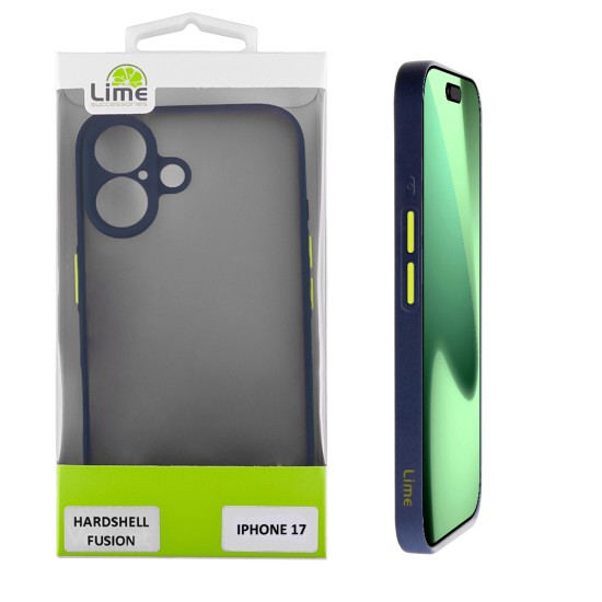 LIME HARDSHELL FUSION ΘΗΚΗ IPHONE 17 6.3in  FULL CAMERA PROTECTION BLUE WITH YELLOW KEYS