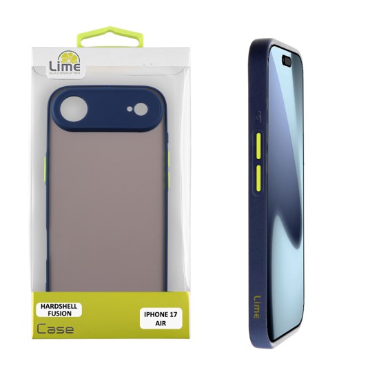 LIME HARDSHELL FUSION ΘΗΚΗ IPHONE 17 AIR 6.5in  FULL CAMERA PROTECTION BLUE WITH YELLOW KEYS
