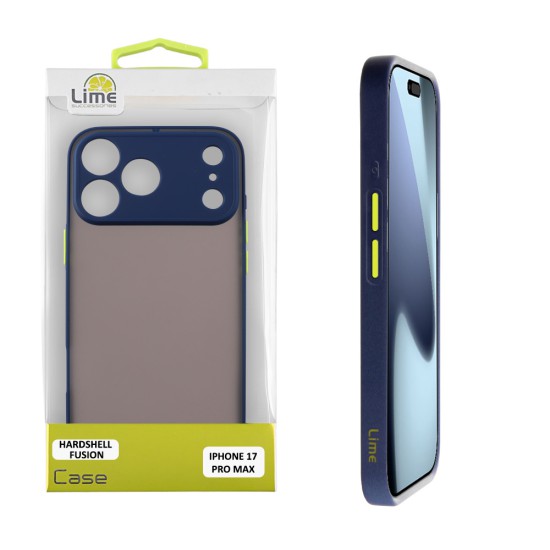 LIME HARDSHELL FUSION ΘΗΚΗ IPHONE 17 PRO MAX 6.9in  FULL CAMERA PROTECTION BLUE WITH YELLOW KEYS
