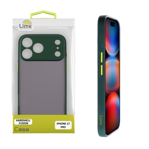 LIME HARDSHELL FUSION ΘΗΚΗ IPHONE 17 PRO 6.3in  FULL CAMERA PROTECTION GREEN WITH YELLOW KEYS