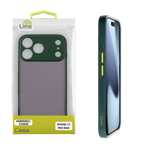 LIME HARDSHELL FUSION ΘΗΚΗ IPHONE 17 PRO MAX 6.9in  FULL CAMERA PROTECTION GREEN WITH YELLOW KEYS