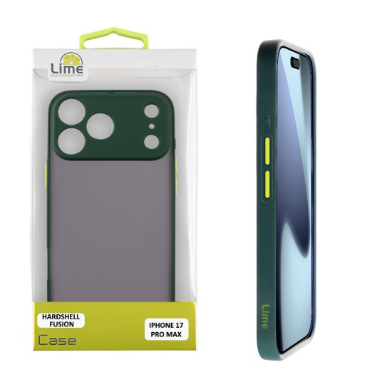 LIME HARDSHELL FUSION ΘΗΚΗ IPHONE 17 PRO MAX 6.9in  FULL CAMERA PROTECTION GREEN WITH YELLOW KEYS