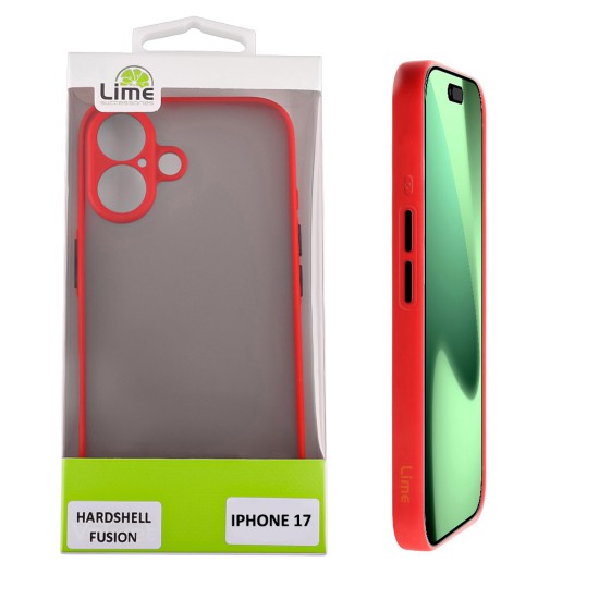 LIME HARDSHELL FUSION ΘΗΚΗ IPHONE 17 6.3in  FULL CAMERA PROTECTION RED WITH BLACK KEYS