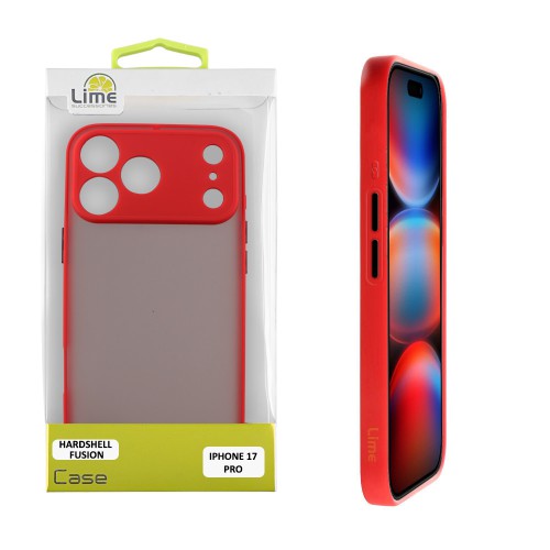 LIME HARDSHELL FUSION ΘΗΚΗ IPHONE 17 PRO 6.3in  FULL CAMERA PROTECTION RED WITH BLACK KEYS