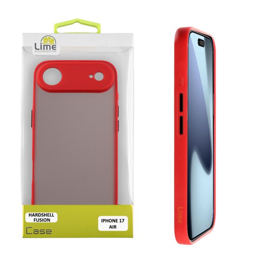 LIME HARDSHELL FUSION ΘΗΚΗ IPHONE 17 AIR 6.5in  FULL CAMERA PROTECTION RED WITH BLACK KEYS