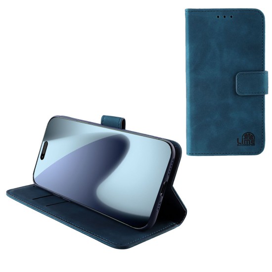 LIME ESSENTIAL ΘΗΚΗ IPHONE 17 PRO MAX 6.9in  MAGNET BOOK STAND CLIP DARK BLUE