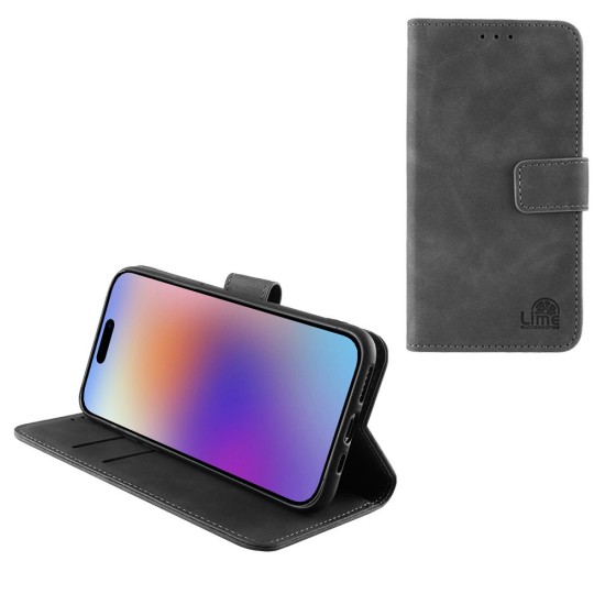 LIME ESSENTIAL ΘΗΚΗ IPHONE 17 6.3in  MAGNET BOOK STAND CLIP GREY