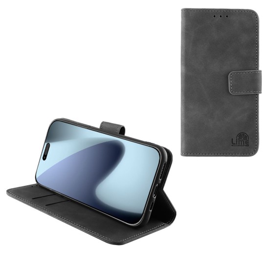 LIME ESSENTIAL ΘΗΚΗ IPHONE 17 PRO MAX 6.9in  MAGNET BOOK STAND CLIP GREY