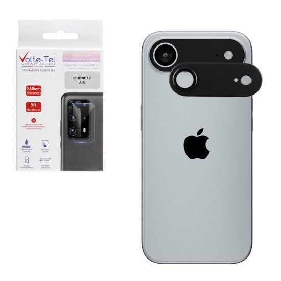 VOLTE-TEL CAMERA GLASS COVER IPHONE 17 AIR 6.5in 9H 0.30MM 3D AR ALUMINIUM-ELECTROPLATING FRAME BLACK