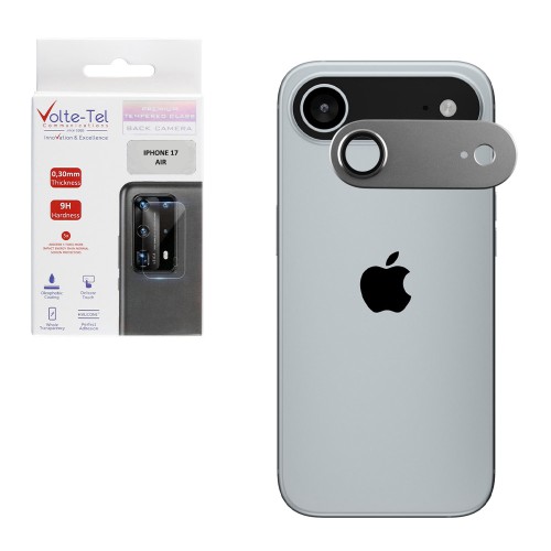 VOLTE-TEL CAMERA GLASS COVER IPHONE 17 AIR 6.5in 9H 0.30MM 3D AR ALUMINIUM-ELECTROPLATING FRAME SILVER