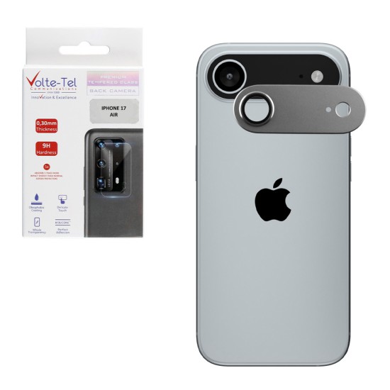 VOLTE-TEL CAMERA GLASS COVER IPHONE 17 AIR 6.5in 9H 0.30MM 3D AR ALUMINIUM-ELECTROPLATING FRAME SILVER