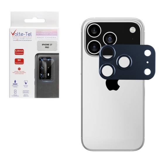 VOLTE-TEL CAMERA GLASS COVER IPHONE 17 PRO 6.3in 9H 0.30MM 3D AR ALUMINIUM-ELECTROPLATING FRAME BLUE