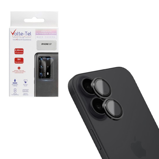 VOLTE-TEL CAMERA GLASS COVER IPHONE 17 6.3in 9H 0.33MM AR PREMIUM EASY APPLICATION BLACK