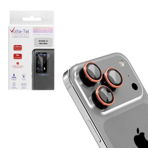 VOLTE-TEL CAMERA GLASS COVER IPHONE 17 PRO MAX 6.9in 9H 0.33MM AR PREMIUM EASY APPLICATION TITANIUM ORANGE