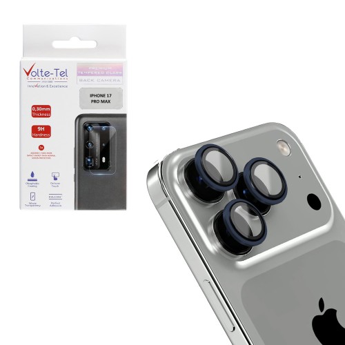 VOLTE-TEL CAMERA GLASS COVER IPHONE 17 PRO /17 PRO MAX 6.9in 9H 0.33MM AR PREMIUM EASY APPLICATION TITANIUM BLUE