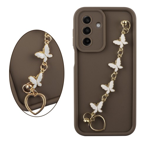 VOLTE-TEL SILICON TPU WITH STRAP ΘΗΚΗ SAMSUNG A17 4G A175/A17 5G A176/M17 5G M176 6.7in  FULL CAMERA PROTECTION BROWN WITH WHITE