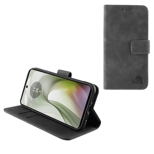 LIME ESSENTIAL ΘΗΚΗ MOTOROLA MOTO E14 4G 6.56in  MAGNET BOOK STAND CLIP GREY