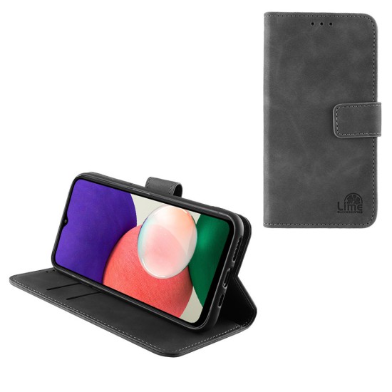 LIME ESSENTIAL ΘΗΚΗ SAMSUNG A22 5G A226 6.7in MAGNET BOOK STAND CLIP GREY