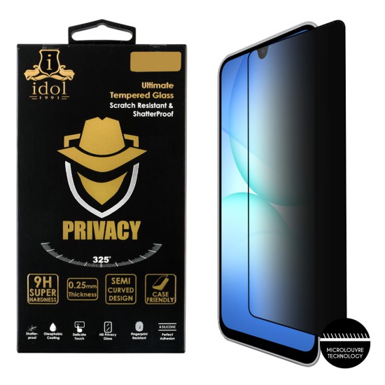 IDOL 1991 PRIVACY ANTISPY TEMPERED GLASS SAMSUNG A17 4G A175/A17 5G A176/M17 5G M176 6.7in 9H 0.25mm SEMI CURVED FULL GLUE BLACK