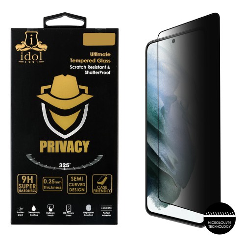 IDOL 1991 PRIVACY ANTISPY TEMPERED GLASS SAMSUNG S21 PLUS 5G G996 6.7in 9H 0.25mm SEMI CURVED FULL GLUE FINGER UNLOCK BLACK