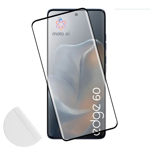 IDOL 1991 GLAMOUR TEMPERED GLASS MOTOROLA EDGE 60 5G 6.67in 9H 0.30mm FULL COVER 3D FULL GLUE FINGER UNLOCK BLACK+SQUEEZY CARD
