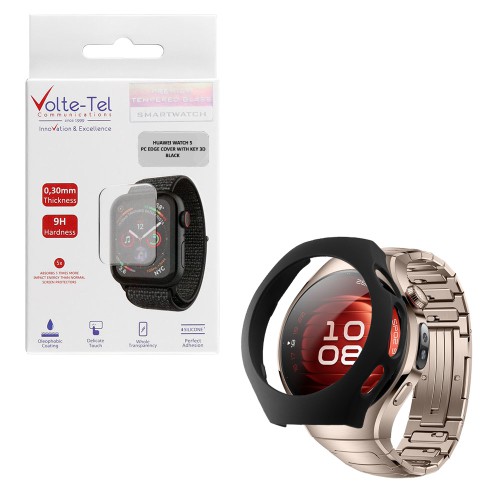 VOLTE-TEL PC EDGE COVER HUAWEI WATCH 5 42mm 1.38in 9H 0.30mm WITH KEY 3D BLACK