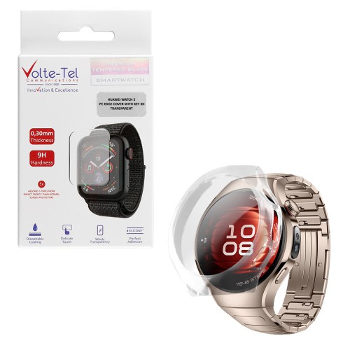 VOLTE-TEL PC EDGE COVER HUAWEI WATCH 5 42mm 1.38in 9H 0.30mm WITH KEY 3D TRANSPARENT