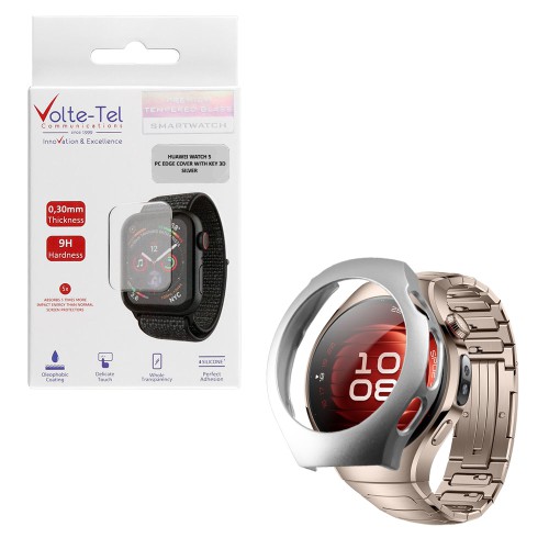 VOLTE-TEL PC EDGE COVER HUAWEI WATCH 5 42mm 1.38in 9H 0.30mm WITH KEY 3D SILVER