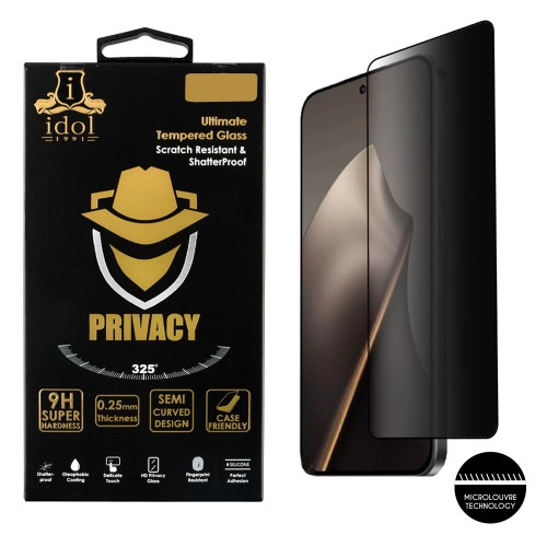 IDOL 1991 PRIVACY ANTISPY TEMPERED GLASS XIAOMI 15T 5G 6.83in 9H 0.25mm SEMI CURVED FULL GLUE BLACK