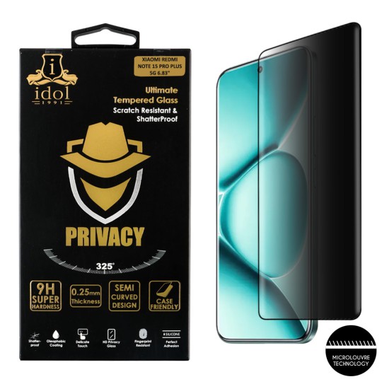 IDOL 1991 PRIVACY ANTISPY TEMPERED GLASS XIAOMI REDMI NOTE 15 PRO PLUS 5G/POCO M8 PRO 5G 6.83in 9H 0.25mm 3D SEMI CURVED EDGE GL