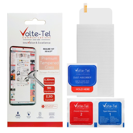 VOLTE-TEL TEMPERED GLASS REALME 15T 5G 6.57in 9H 0.30mm 2.5D FULL GLUE