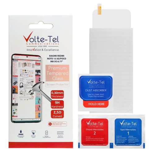 VOLTE-TEL TEMPERED GLASS XIAOMI REDMI NOTE 15 5G/POCO M8 5G 6.77in 9H 0.30mm 2.5D FULL GLUE
