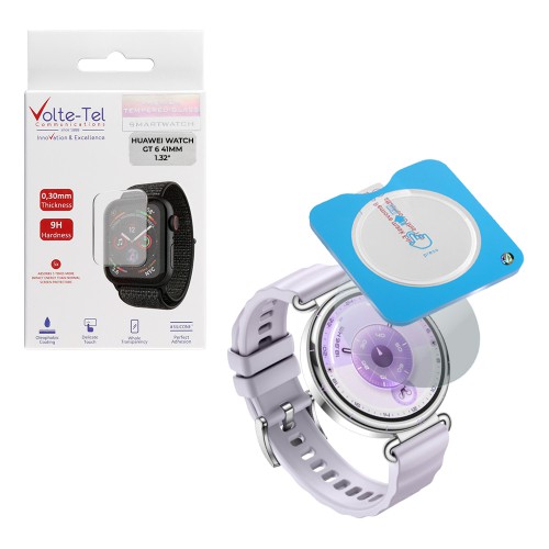 VOLTE-TEL TEMPERED GLASS HUAWEI WATCH GT 6 41MM 1.32in 9H 0.30mm 2.5D EASY APPLICATION FULL GLUE FULL COVER TRANSPARENT