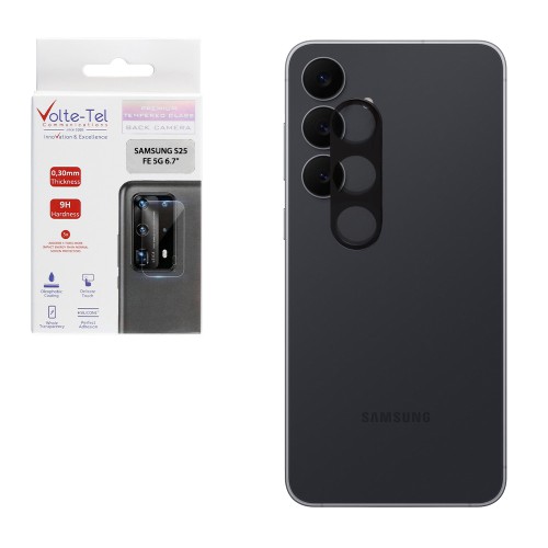 VOLTE-TEL CAMERA GLASS SAMSUNG S25 FE 5G 6.7in 9H 0.25mm 3D CURVED BLACK