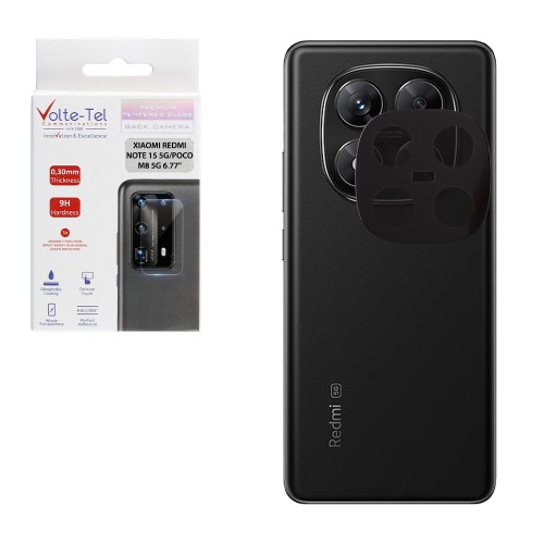 VOLTE-TEL CAMERA GLASS XIAOMI REDMI NOTE 15 5G/POCO M8 5G 6.77in 9H 0.25mm 3D CURVED BLACK