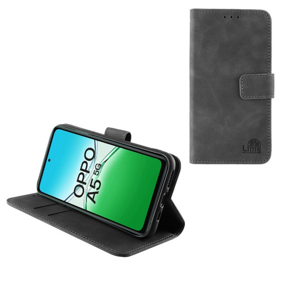 LIME ESSENTIAL ΘΗΚΗ OPPO A5 5G 6.67in  MAGNET BOOK STAND CLIP GREY