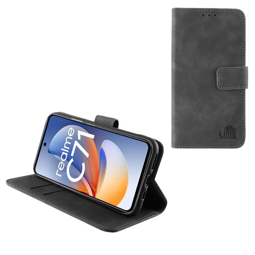 LIME ESSENTIAL ΘΗΚΗ REALME C71 6.67in  MAGNET BOOK STAND CLIP GREY