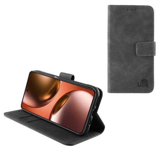 LIME ESSENTIAL ΘΗΚΗ REALME GT 7 6.78in  MAGNET BOOK STAND CLIP GREY