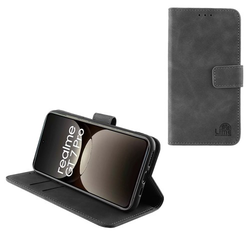 LIME ESSENTIAL ΘΗΚΗ REALME GT 7 PRO 5G 6.78in  MAGNET BOOK STAND CLIP GREY