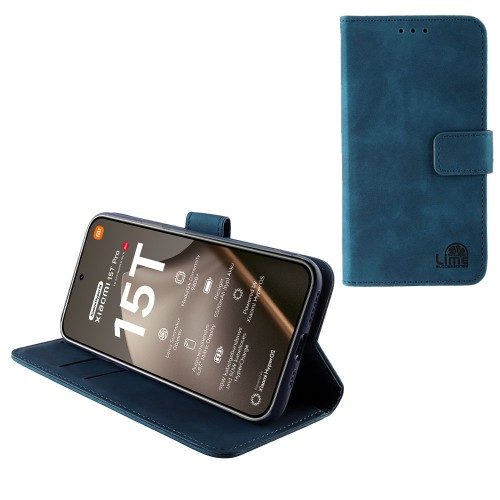 LIME ESSENTIAL ΘΗΚΗ XIAOMI 15T PRO 5G 6.83in  MAGNET BOOK STAND CLIP DARK BLUE