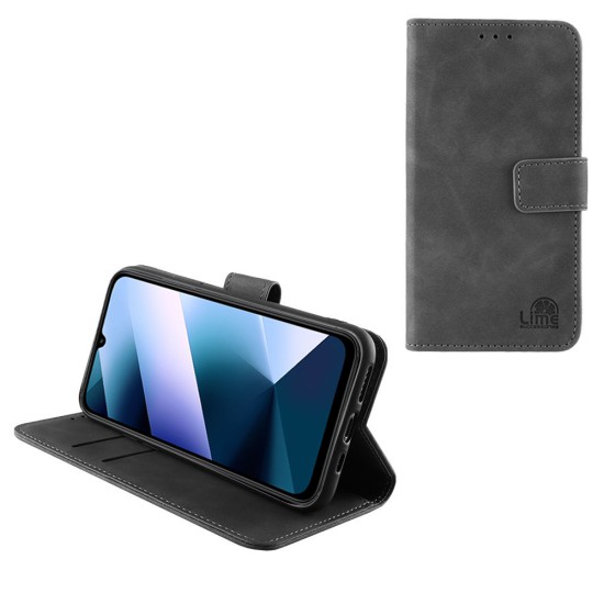 LIME ESSENTIAL ΘΗΚΗ XIAOMI POCO C85 4G/ REDMI 15C 4G 6.9in MAGNET BOOK STAND CLIP GREY