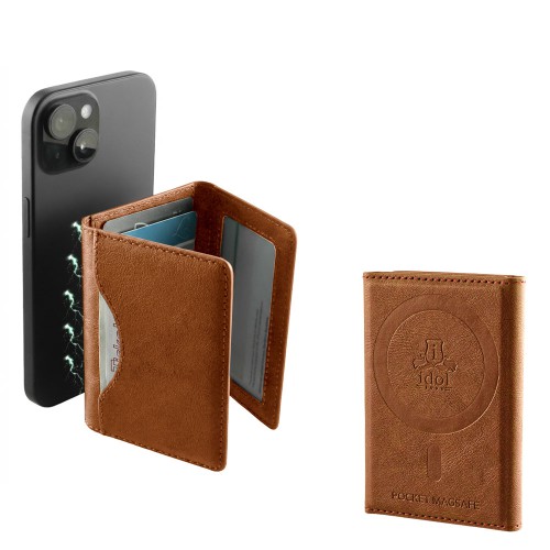 IDOL 1991 LEATHER POCKET MAGSAFE ANTI-RF CARD WALLET CAMEL