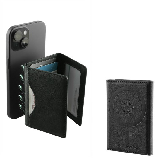 IDOL 1991 LEATHER POCKET MAGSAFE ANTI-RF CARD WALLET BLACK
