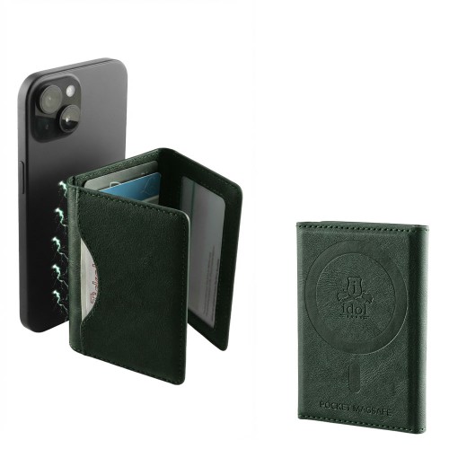 IDOL 1991 LEATHER POCKET MAGSAFE ANTI-RF CARD WALLET GREEN