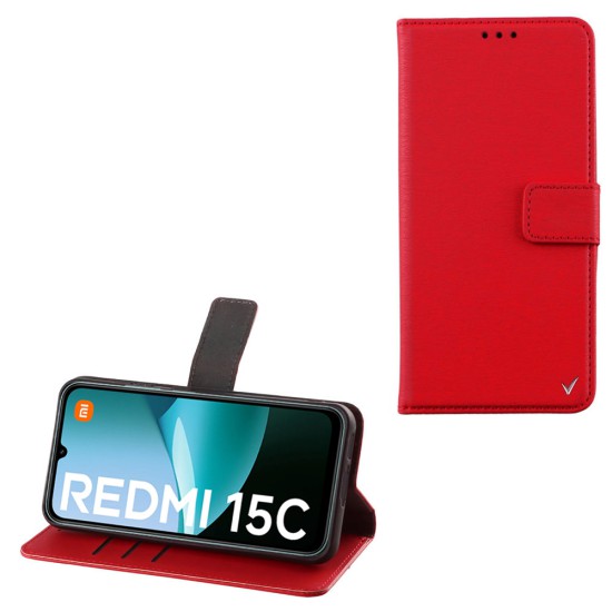 VOLTE-TEL ALLURE ΘΗΚΗ XIAOMI REDMI 15C 5G 6.9in  MAGNET BOOK STAND CLIP RED