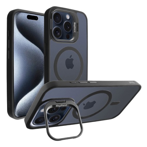 IDOL 1991 MAGSTAND CLEAR TPU ΘΗΚΗ IPHONE 15 PRO 6.1in  HYPER MAGSAFE CAMERA GUARD BLACK