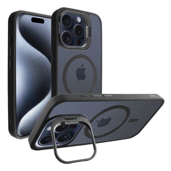IDOL 1991 MAGSTAND CLEAR TPU ΘΗΚΗ IPHONE 15 PRO 6.1in  HYPER MAGSAFE CAMERA GUARD BLACK