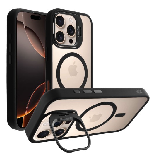IDOL 1991 MAGSTAND CLEAR TPU ΘΗΚΗ IPHONE 16 PRO 6.1in  HYPER MAGSAFE CAMERA GUARD BLACK